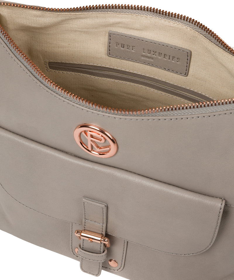 'Monamy' Grey Leather Shoulder Bag image 4