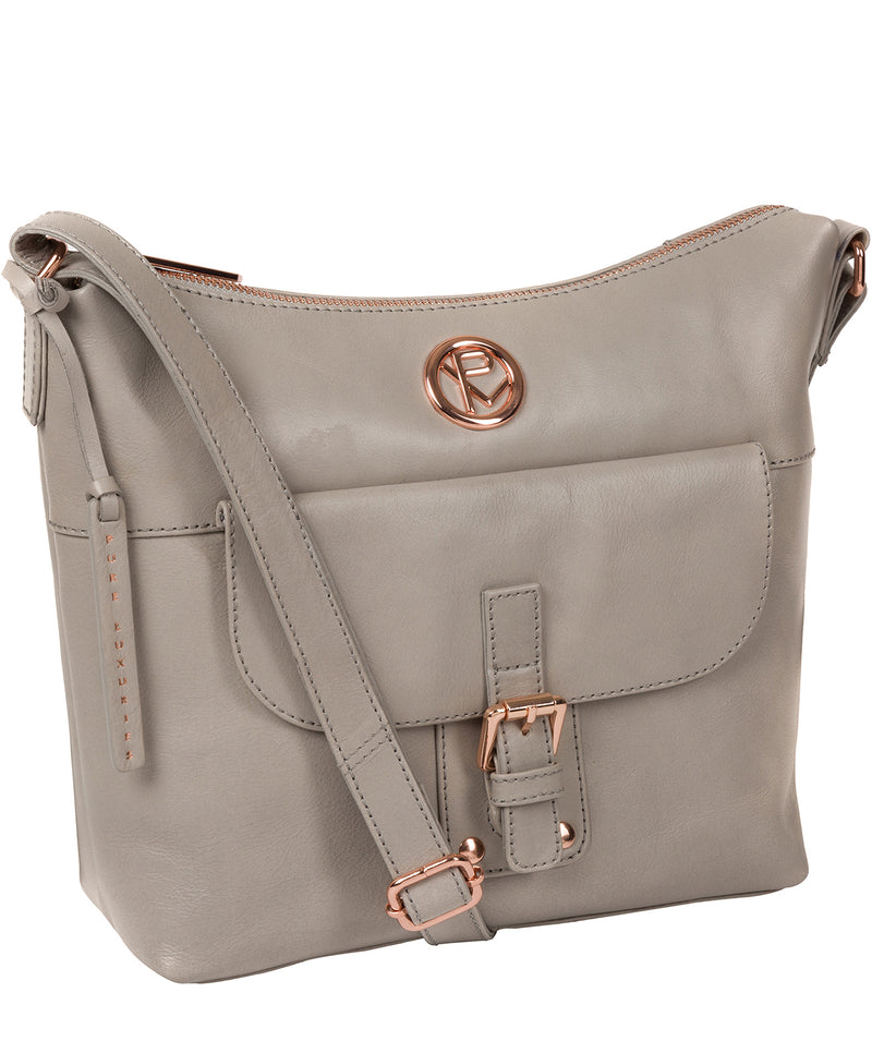 'Monamy' Grey Leather Shoulder Bag image 5