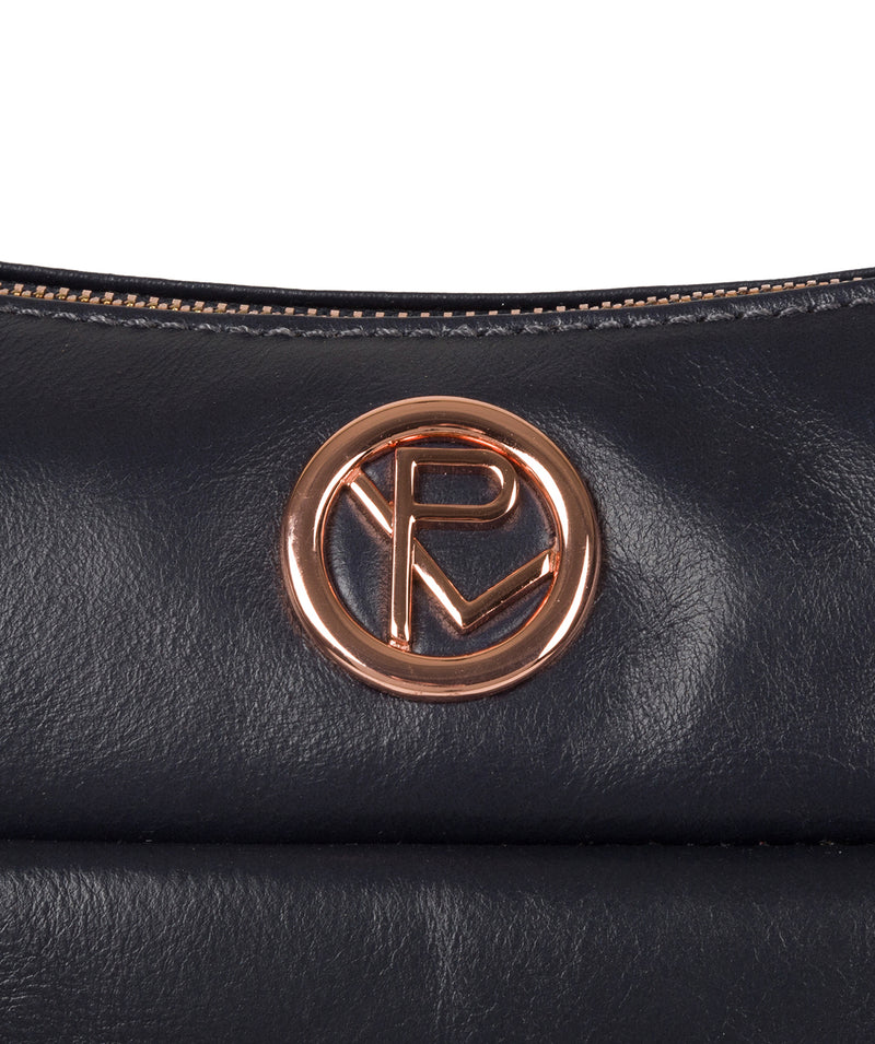 'Monamy' Navy Leather Shoulder Bag Pure Luxuries London
