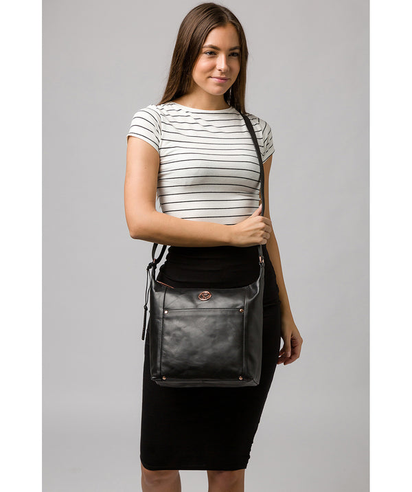 'Miro' Black Leather Shoulder Bag image 2