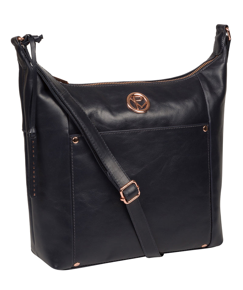 'Miro' Navy Leather Shoulder Bag image 5