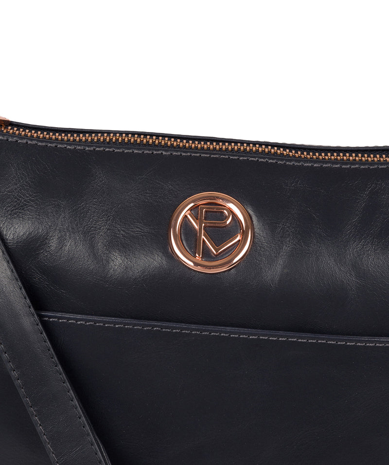 'Miro' Navy Leather Shoulder Bag image 6