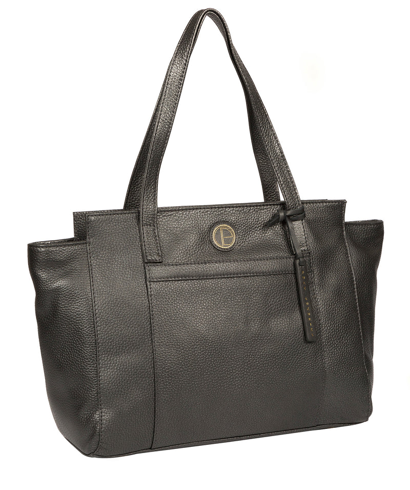 'Dusk' Metallic Dark Silver Leather Shoulder Bag image 5
