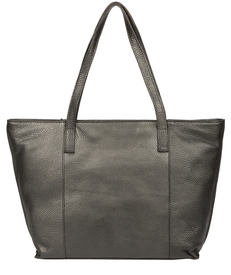 'Skye' Metallic Dark Silver Leather Tote Bag image 3