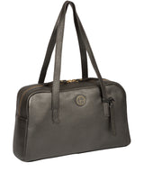 'Pitunia' Metallic Dark Silver Leather Handbag image 5