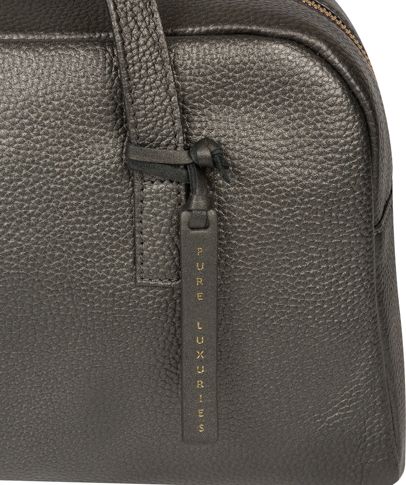 'Pitunia' Metallic Dark Silver Leather Handbag image 6