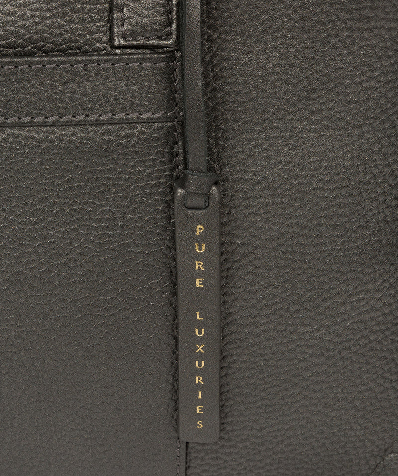 'Henna' Metallic Dark Silver Leather Handbag image 7