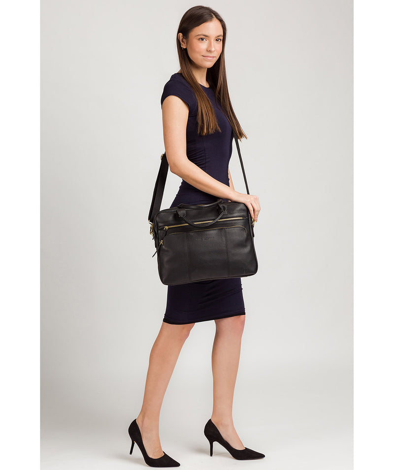 'Athenia' Black Leather Workbag