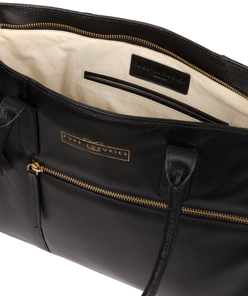 'Buckingham' Black Leather Tote Bag