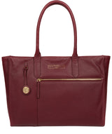 'Buckingham' Deep Red Leather Tote Bag
