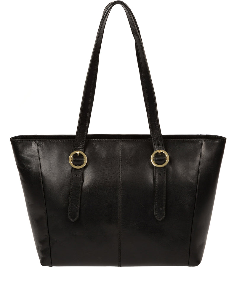 'Adelina' Black Leather Tote Bag