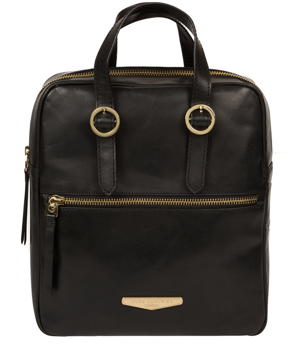 'Delfina' Black Leather Backpack image 1