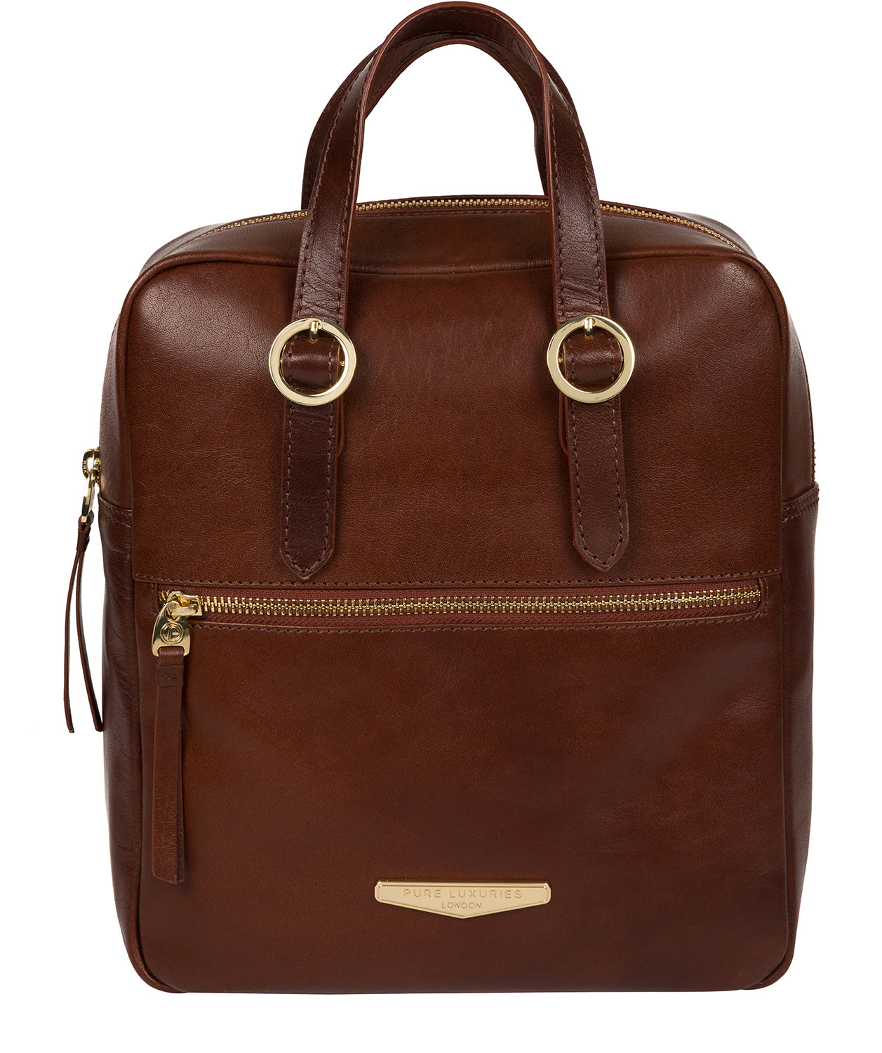 Brown Leather Backpack 'Delfina' by Pure Luxuries – Pure Luxuries London