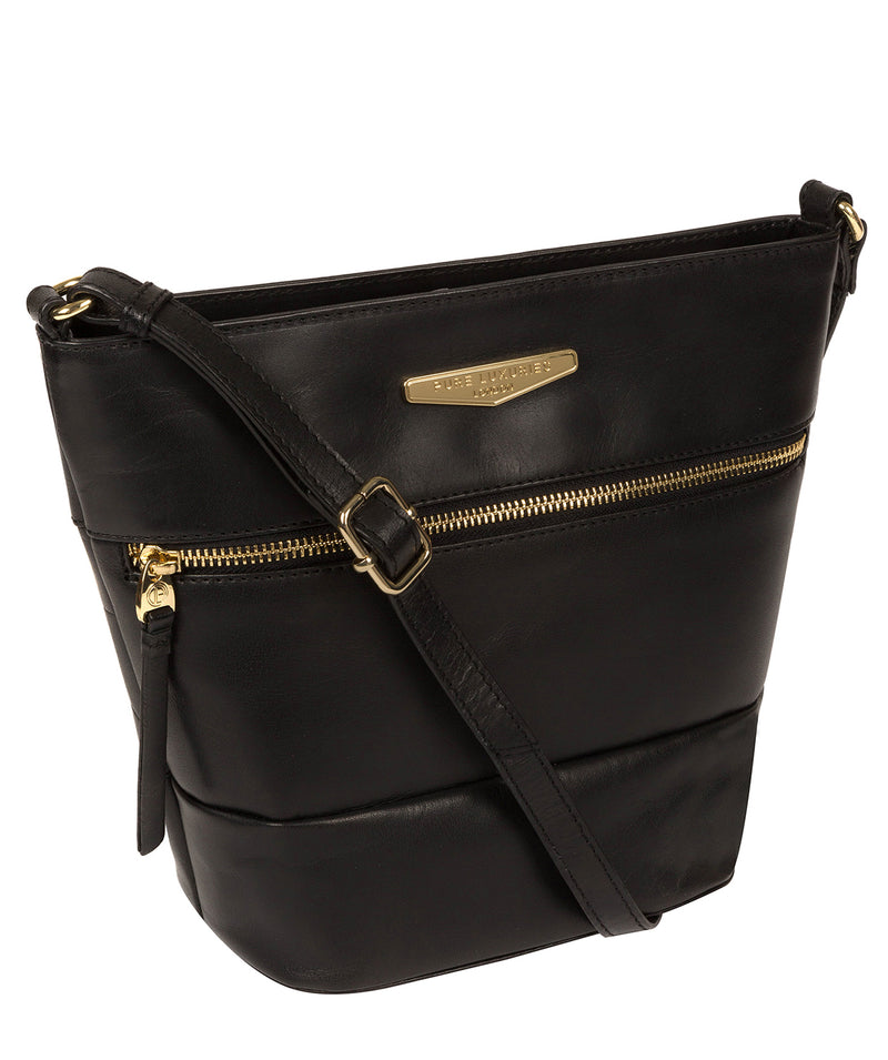 'Caterina' Black Leather Cross Body Bag