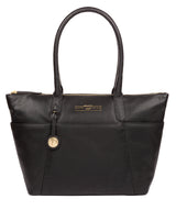 'Everly' Black Leather Tote Bag image 1