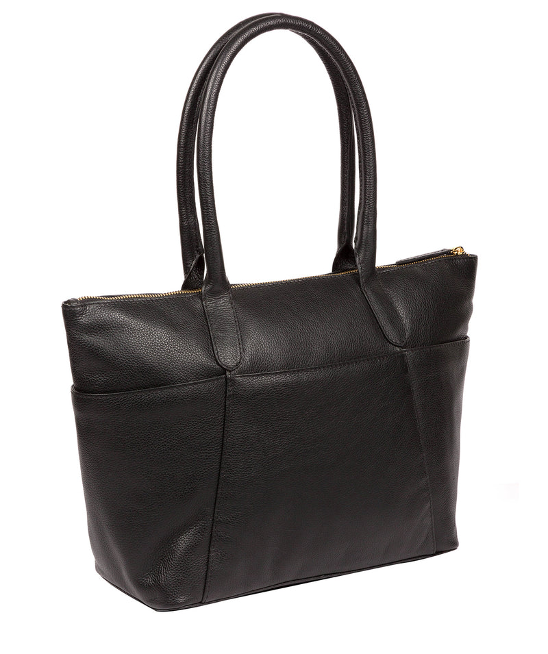 'Everly' Black Leather Tote Bag image 3