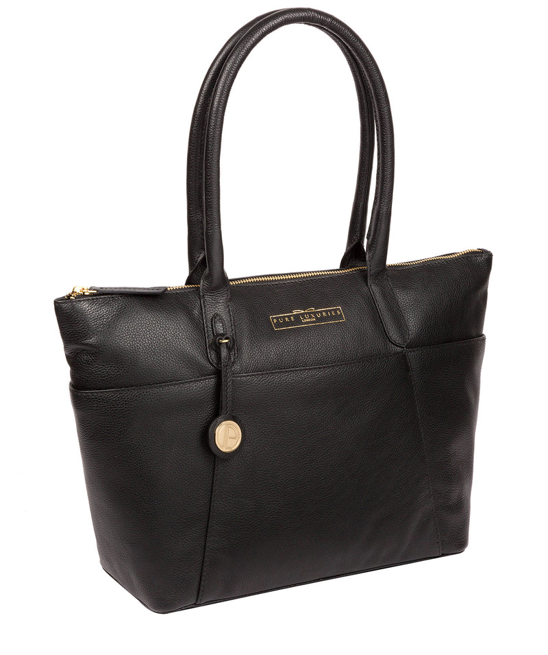 'Everly' Black Leather Tote Bag image 5