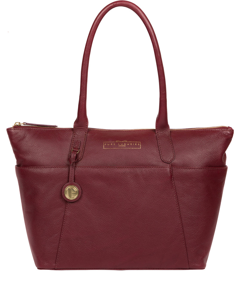 'Everly' Deep Red Leather Tote Bag image 1
