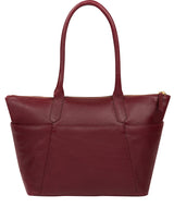 'Everly' Deep Red Leather Tote Bag image 3