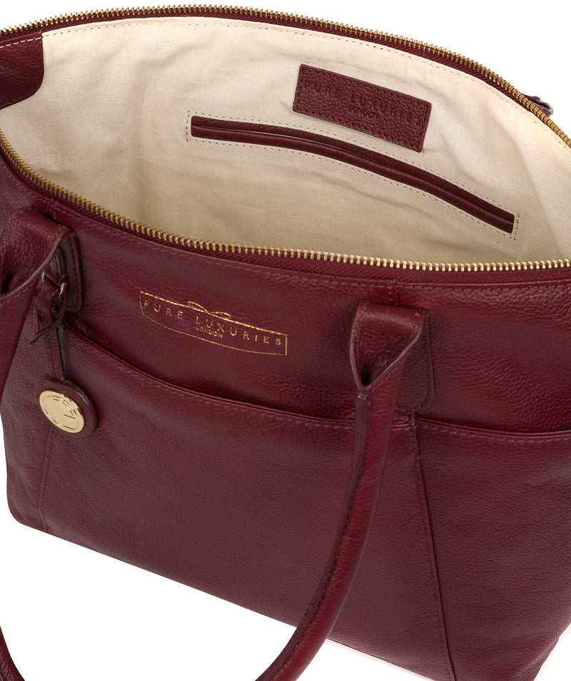 'Everly' Deep Red Leather Tote Bag image 4