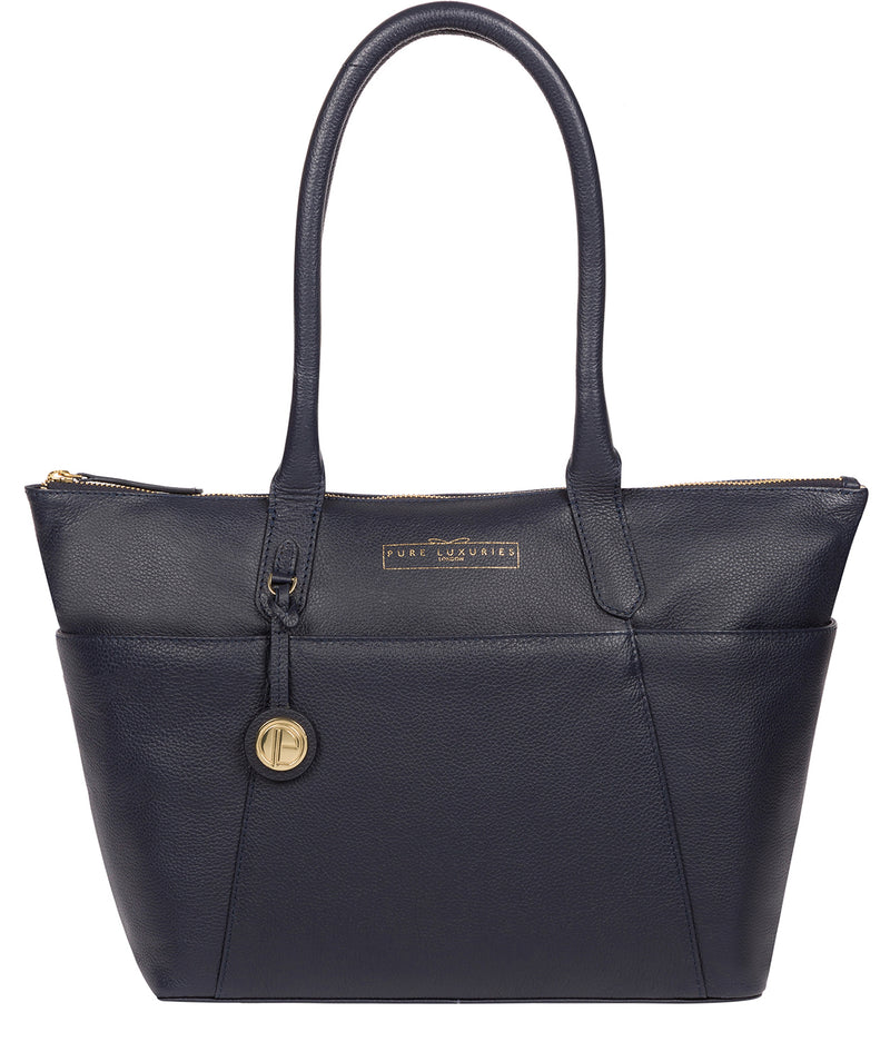 'Everly' Navy Leather Tote Bag image 1