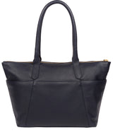 'Everly' Navy Leather Tote Bag image 3