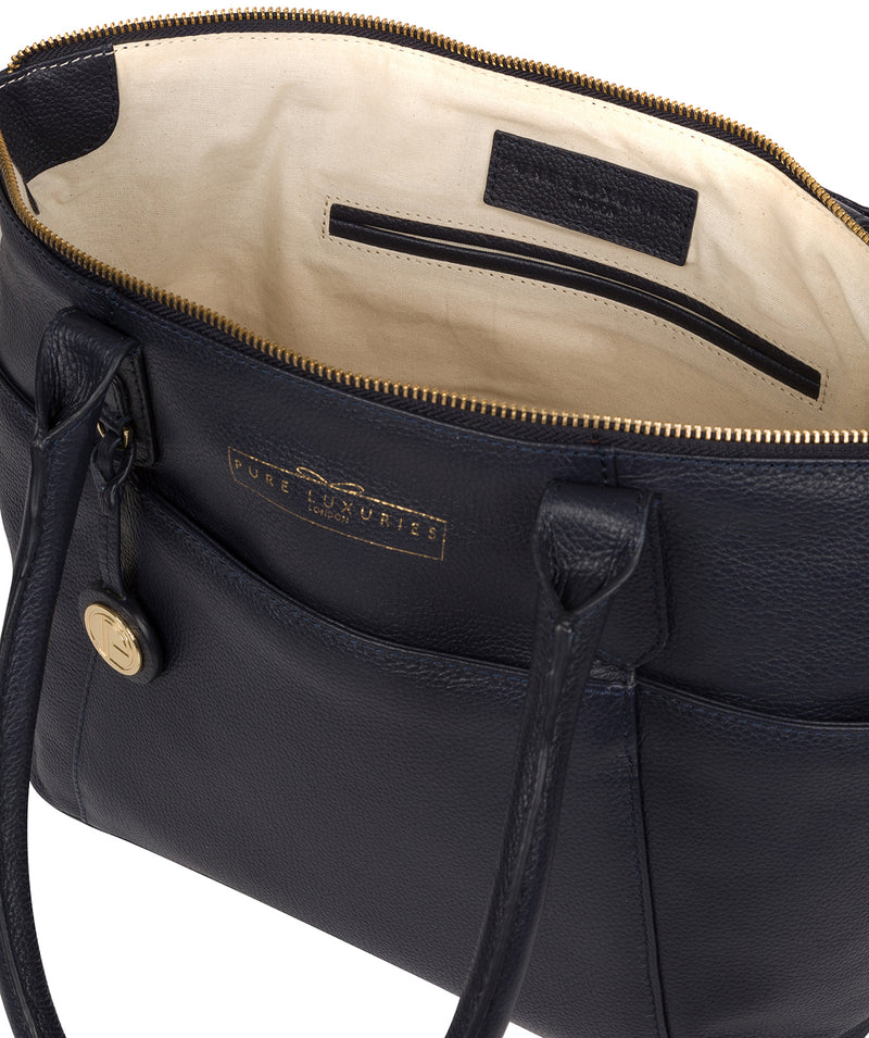 'Everly' Navy Leather Tote Bag image 4