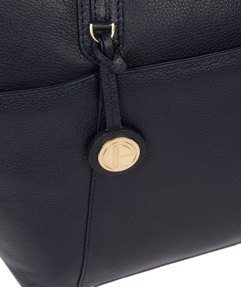 'Everly' Navy Leather Tote Bag image 6