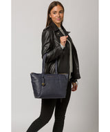 'Everly' Navy Leather Tote Bag image 2