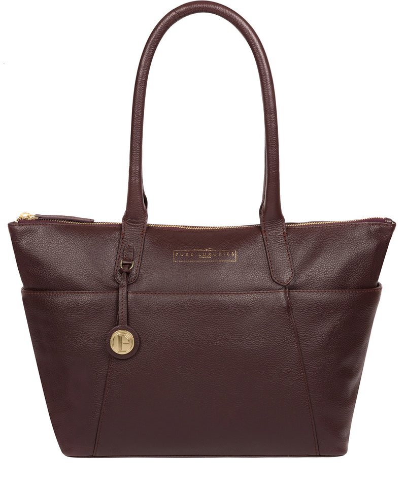 'Everly' Plum Leather Tote Bag