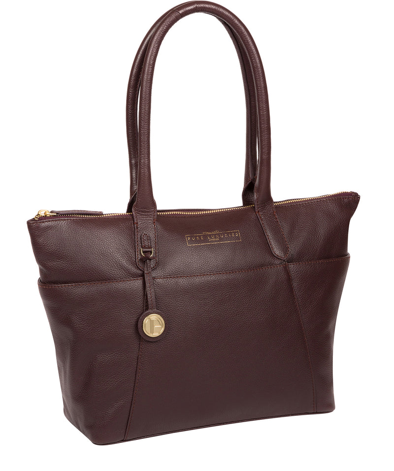'Everly' Plum Leather Tote Bag image 5