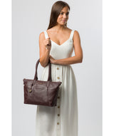 'Everly' Plum Leather Tote Bag
