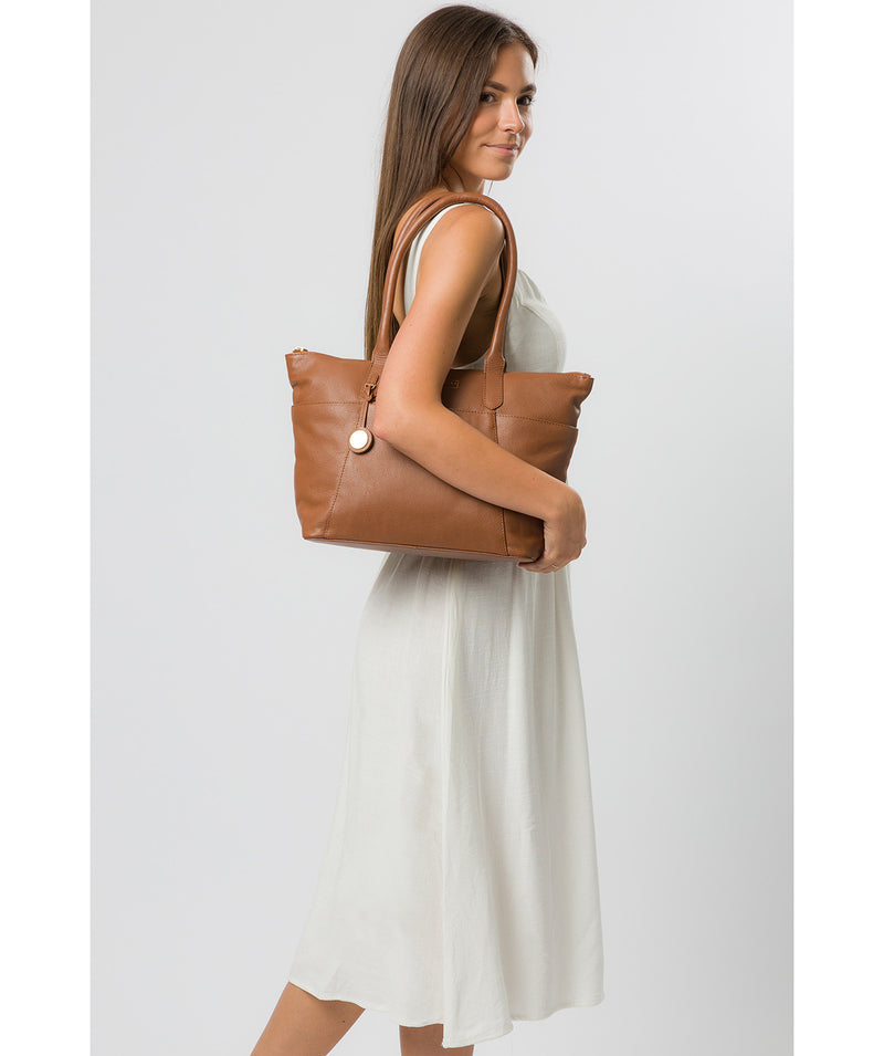 'Everly' Tan Leather Tote Bag image 2