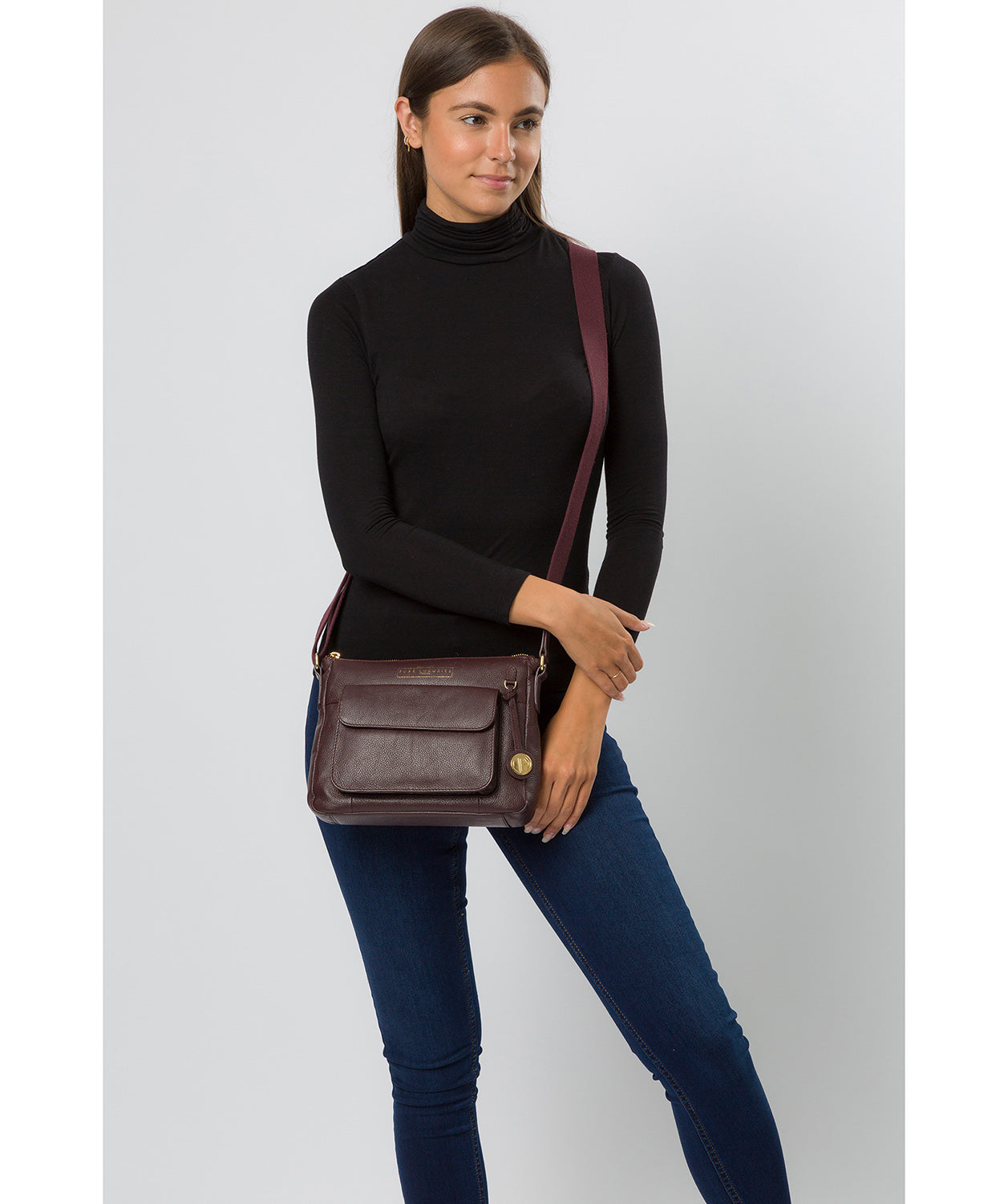 'Tindall' Plum Leather Shoulder Bag image 2