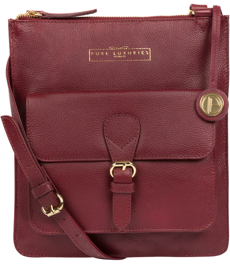 'Kenley' Deep Red Leather Cross Body Bag