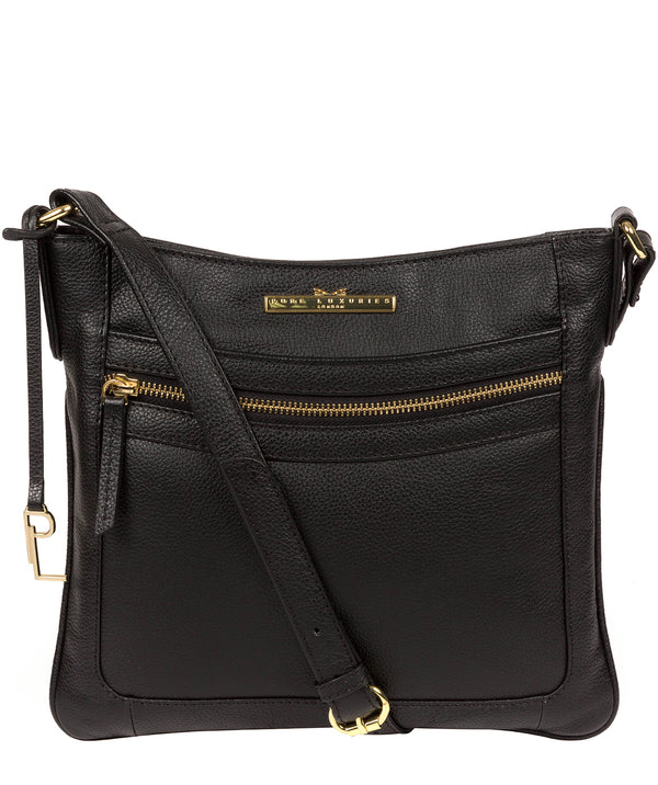 'Lewes' Black Leather Cross Body Bag Pure Luxuries London