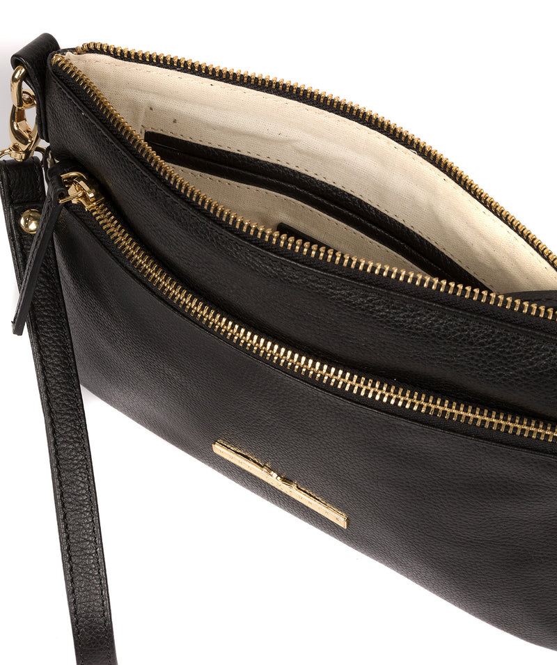 'Lytham' Black Leather Clutch Bag image 4
