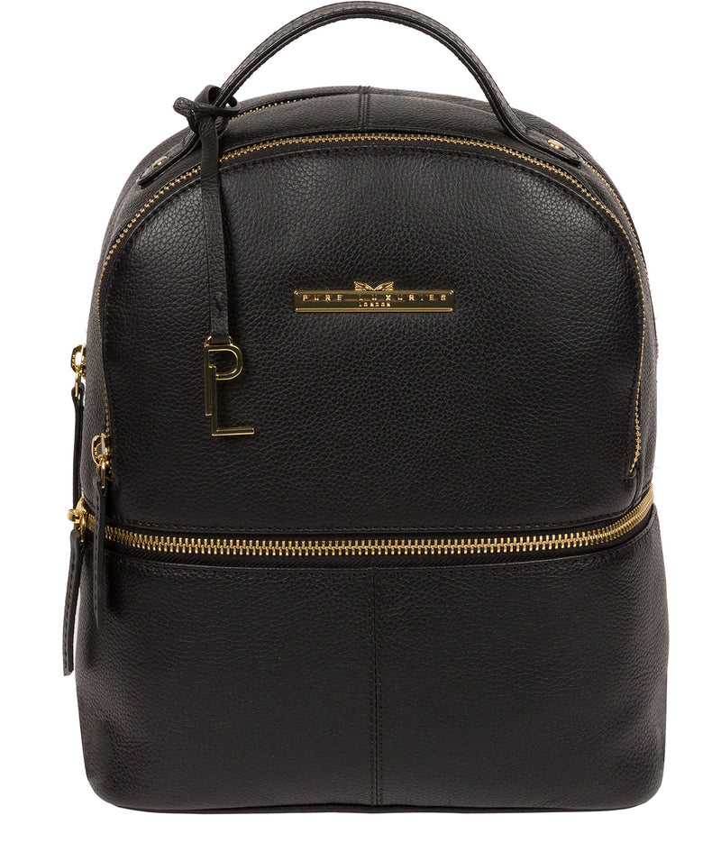 'Hayes' Black Leather Backpack image 1