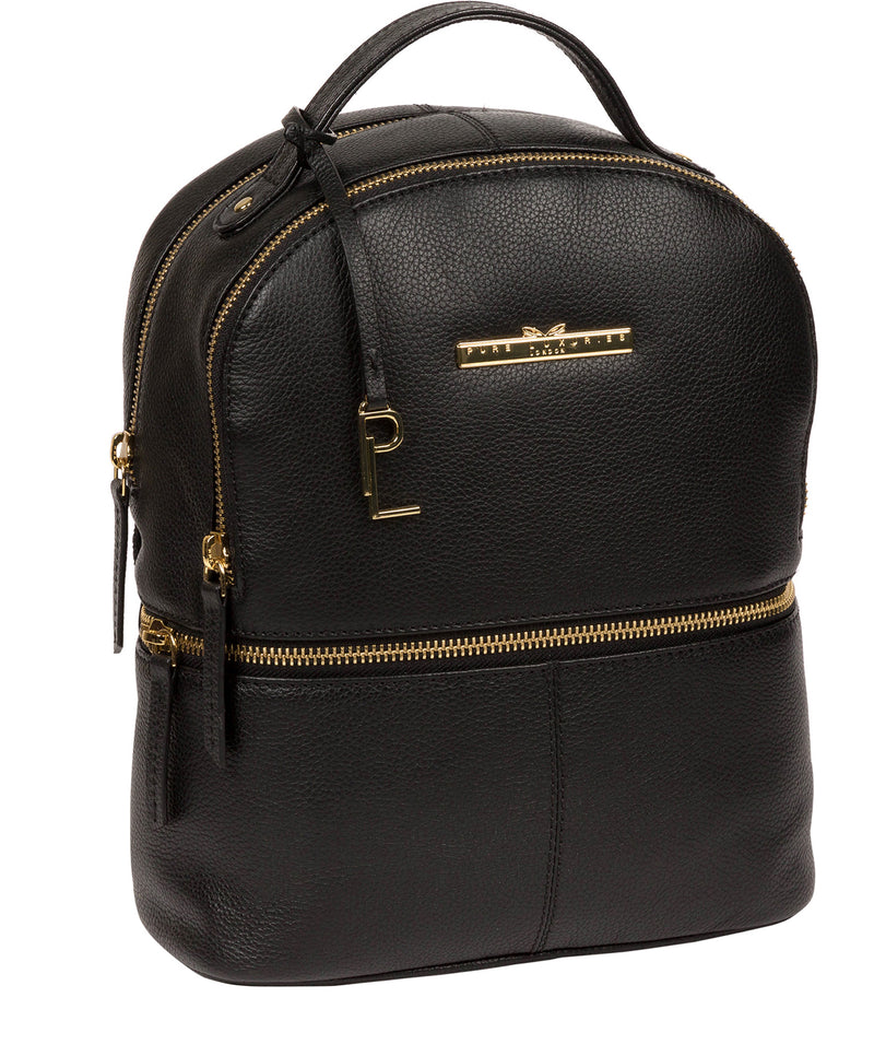 'Hayes' Black Leather Backpack image 5
