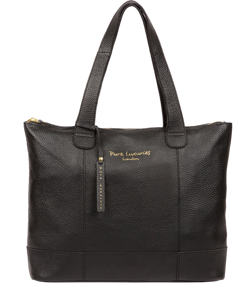 'Sachi' Black Leather Tote Bag  image 1