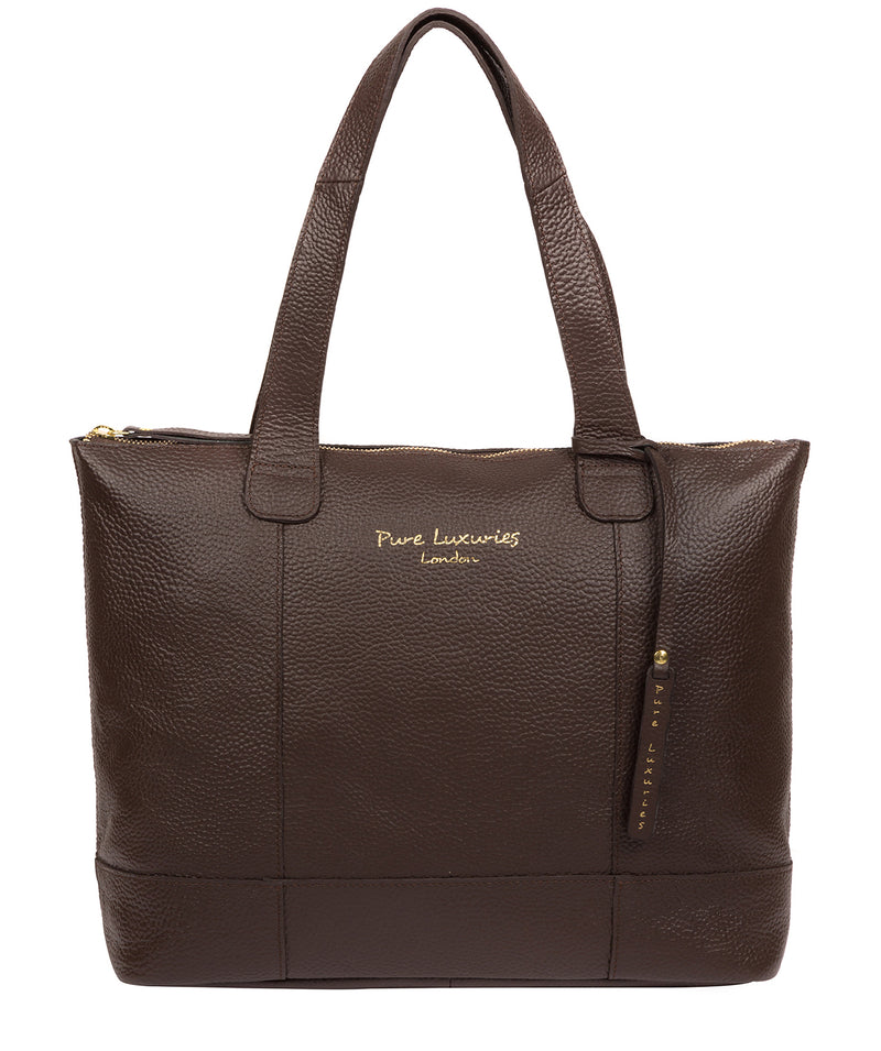 'Sachi' Chocolate Leather Tote Bag  image 1