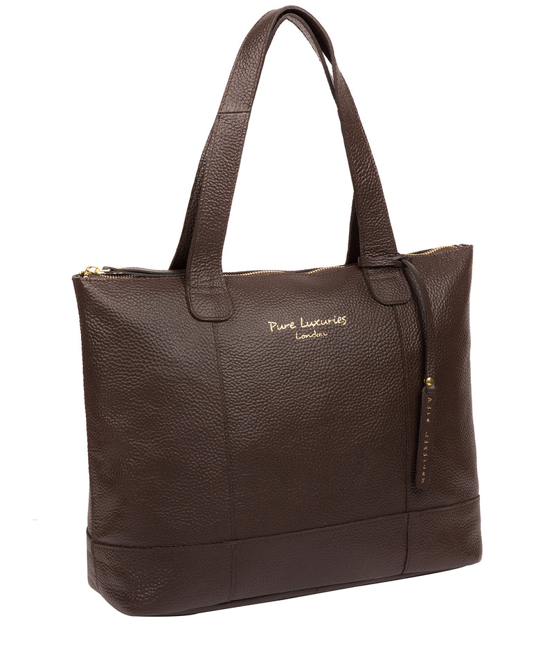 'Sachi' Chocolate Leather Tote Bag  image 5