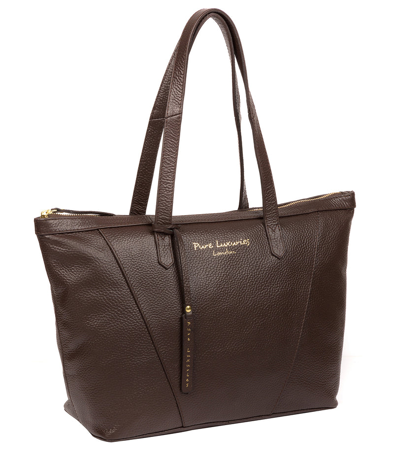 'Kelly' Chocolate Leather Tote Bag image 5
