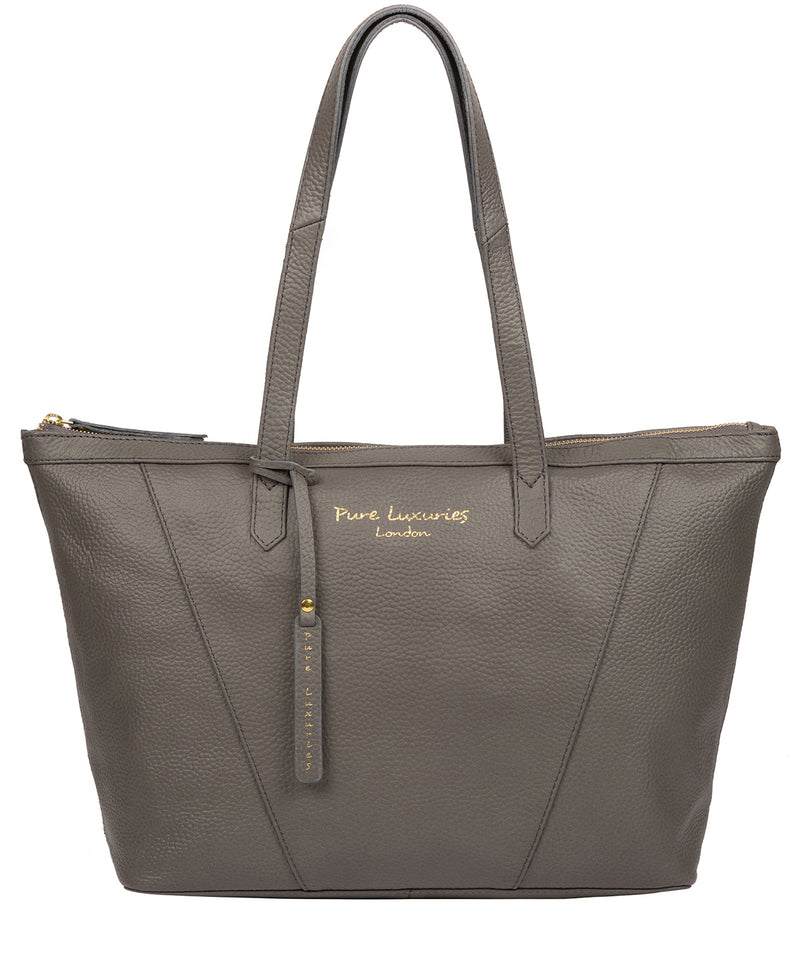 'Kelly' Grey Leather Tote Bag Pure Luxuries London