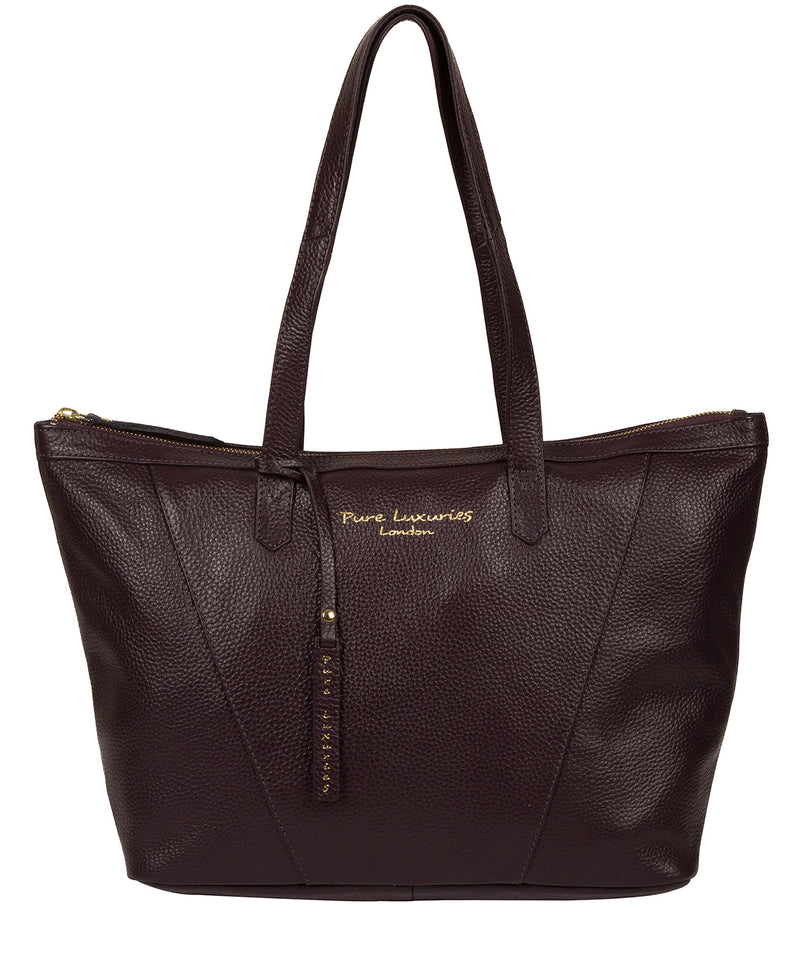 'Kelly' Plum Leather Tote Bag Pure Luxuries London