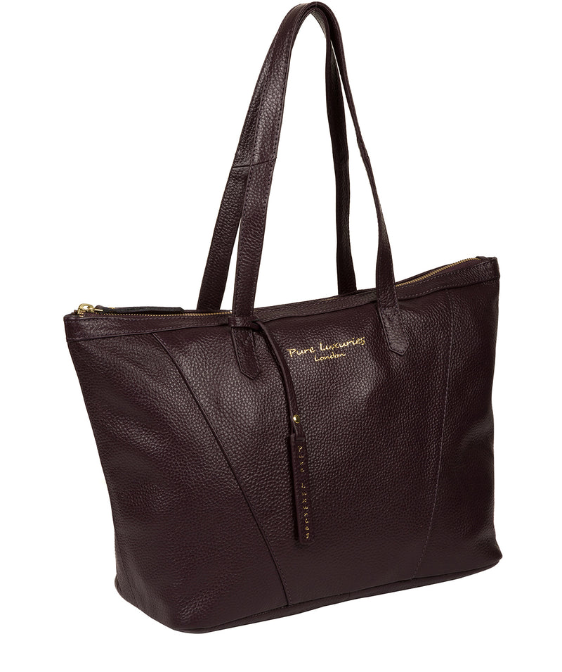 'Kelly' Plum Leather Tote Bag Pure Luxuries London