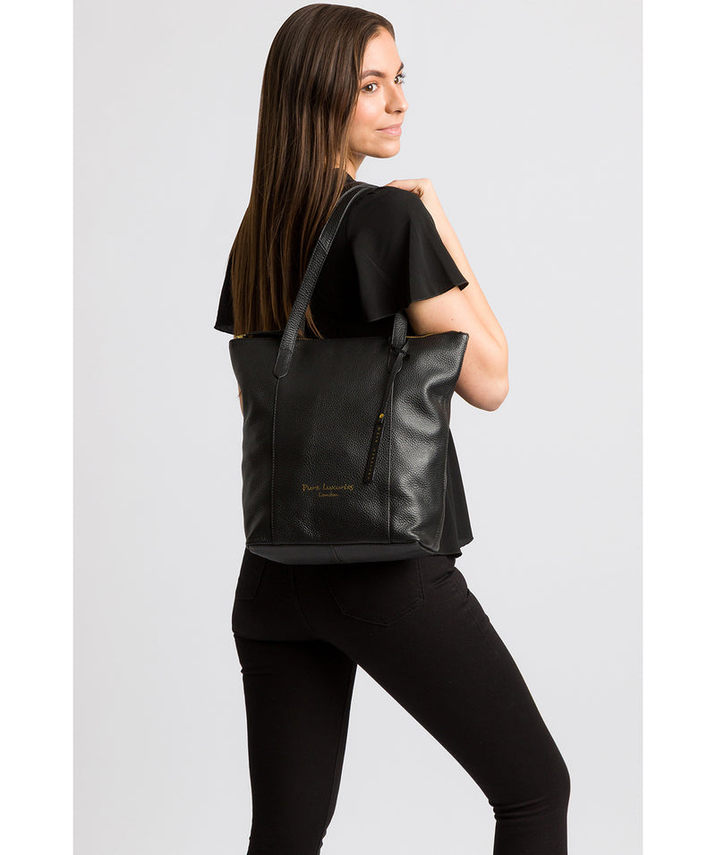 'Elsa' Black Leather Tote Bag image 2