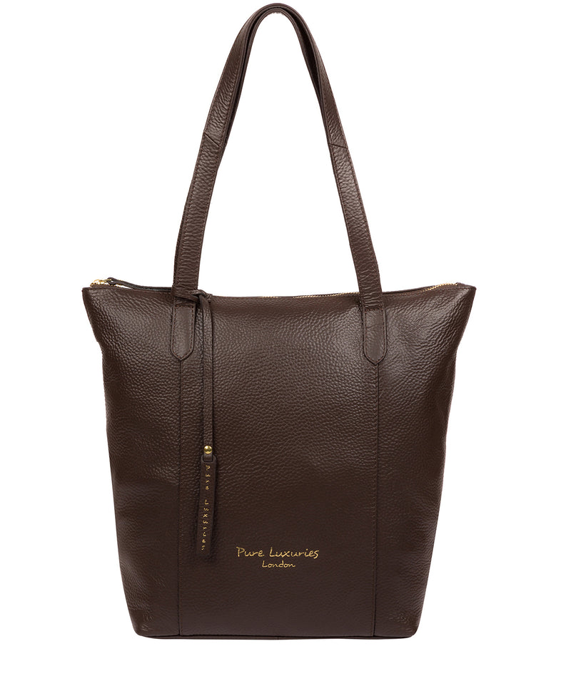 'Elsa' Chocolate Leather Tote Bag image 1