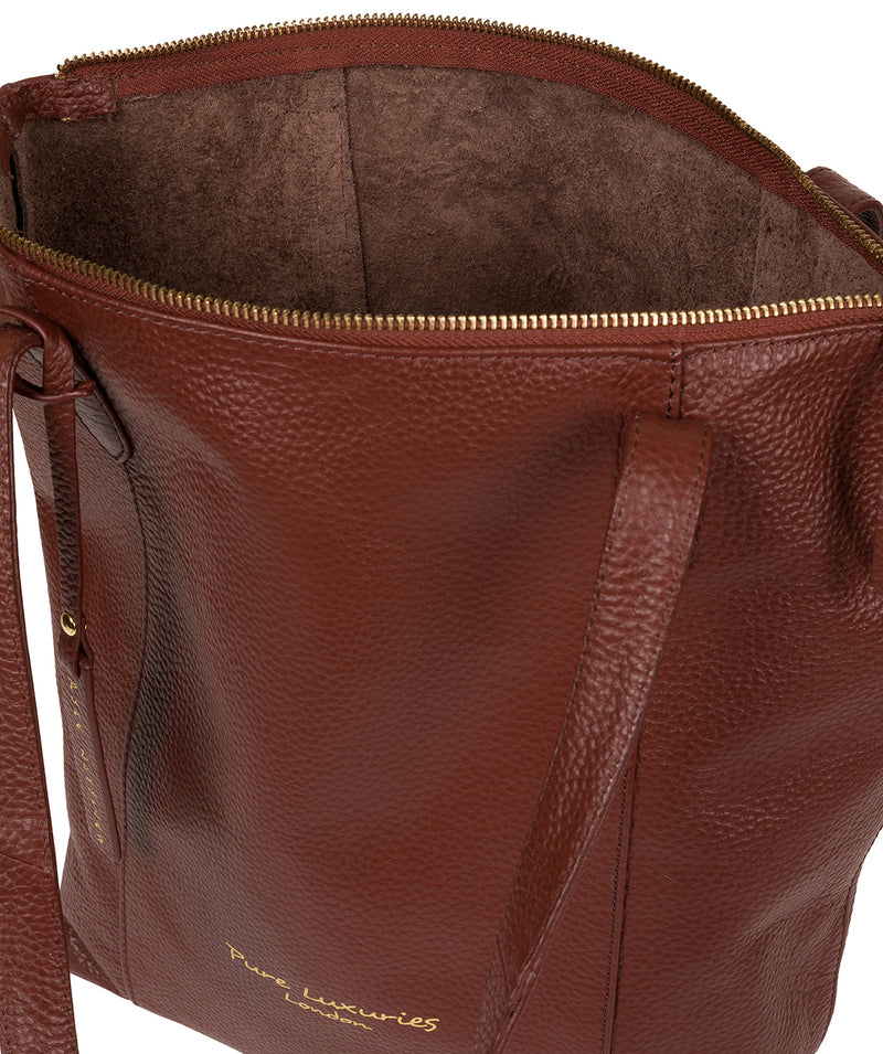 'Elsa' Cognac Leather Tote Bag image 4