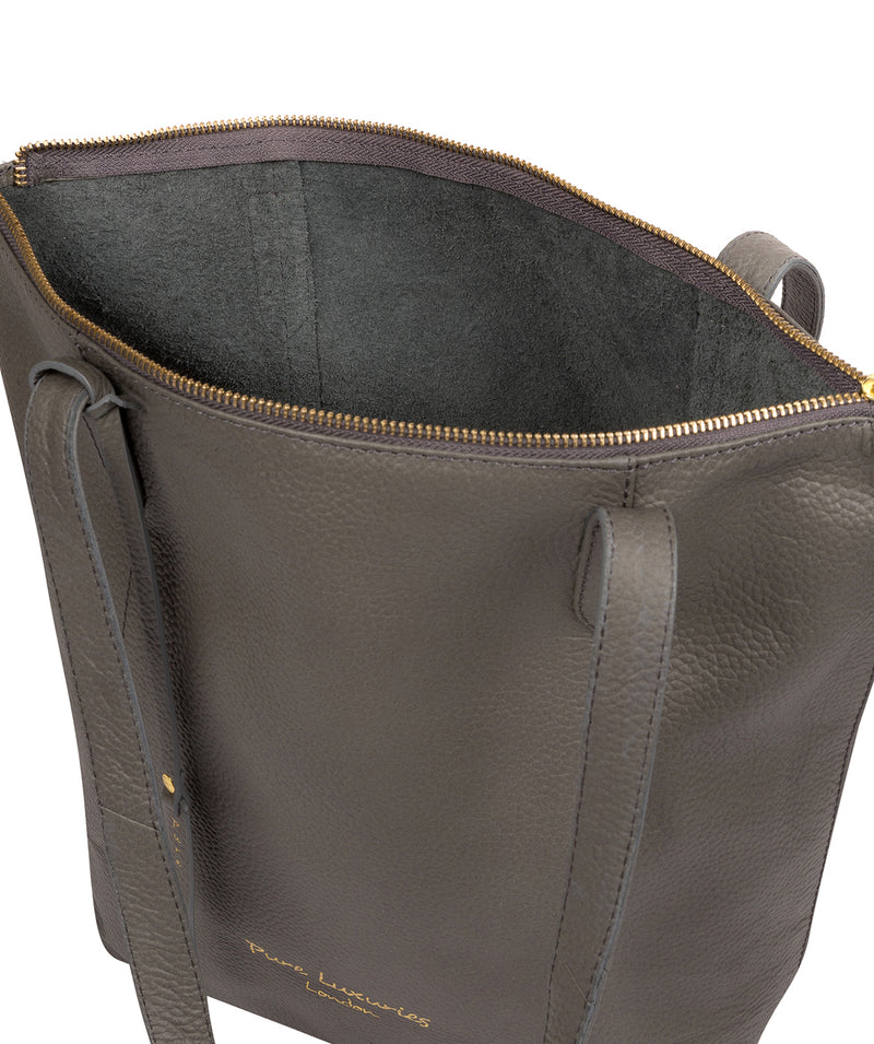 'Elsa' Grey Leather Tote Bag image 4
